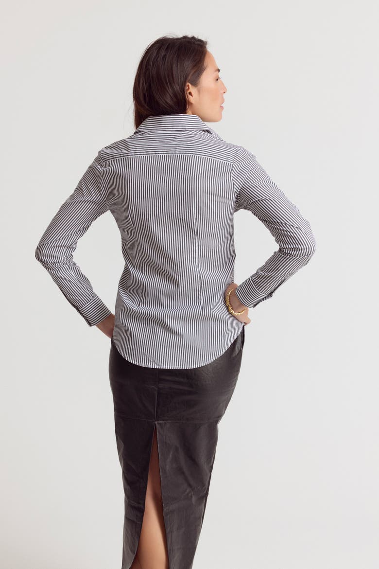 The Icon Shirt in Stripe, Alternate, color, Gunmetal/White Stripe