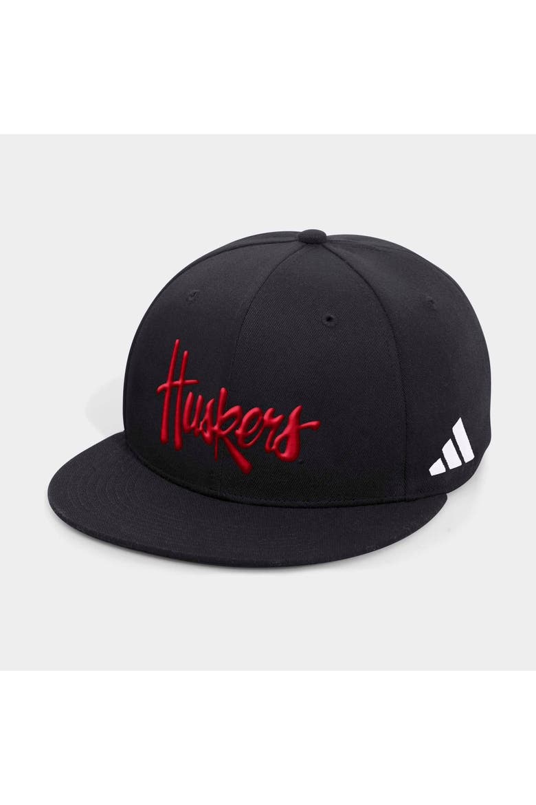Men's adidas Black Nebraska Huskers 2026 Sideline Snapback Hat, Main, color, Black