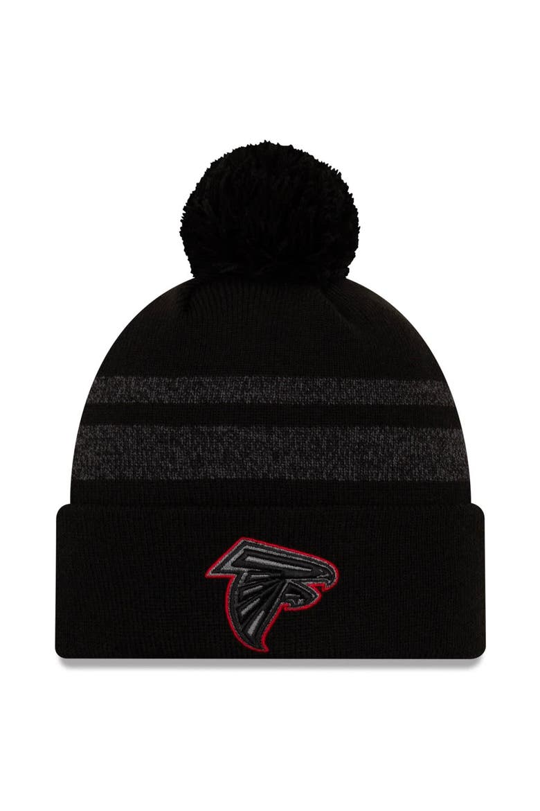Men's New Era Black Atlanta Falcons Dispatch Cuffed Knit Hat With Pom, Main, color, Black