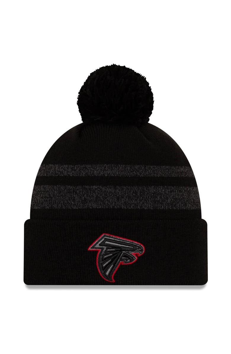 New Era Men's New Era Black Atlanta Falcons Dispatch Cuffed Knit Hat With Pom, Main, color, 