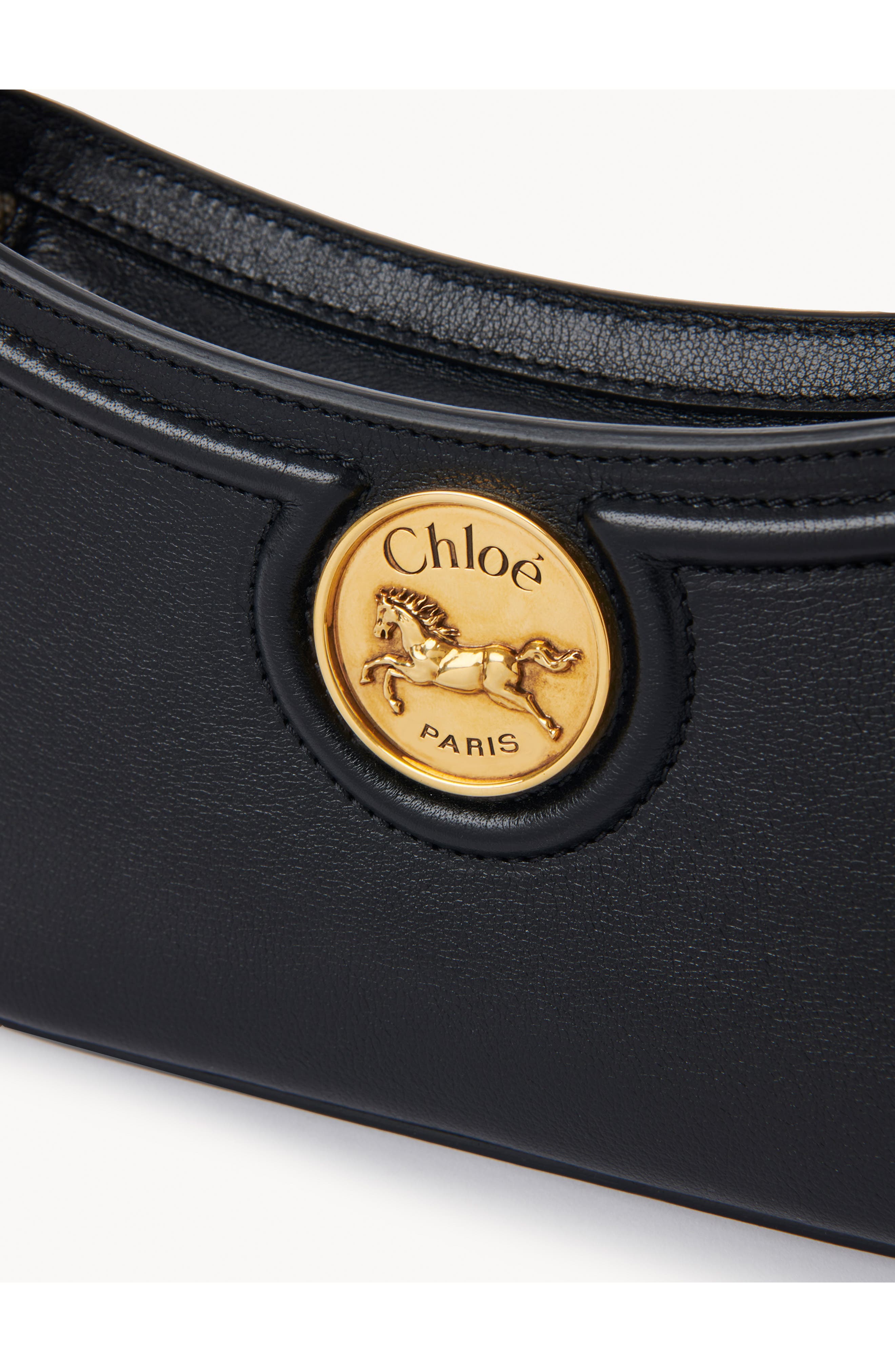 Mini Horse Medal Leather Shoulder Bag, Alternate, color, BLACK