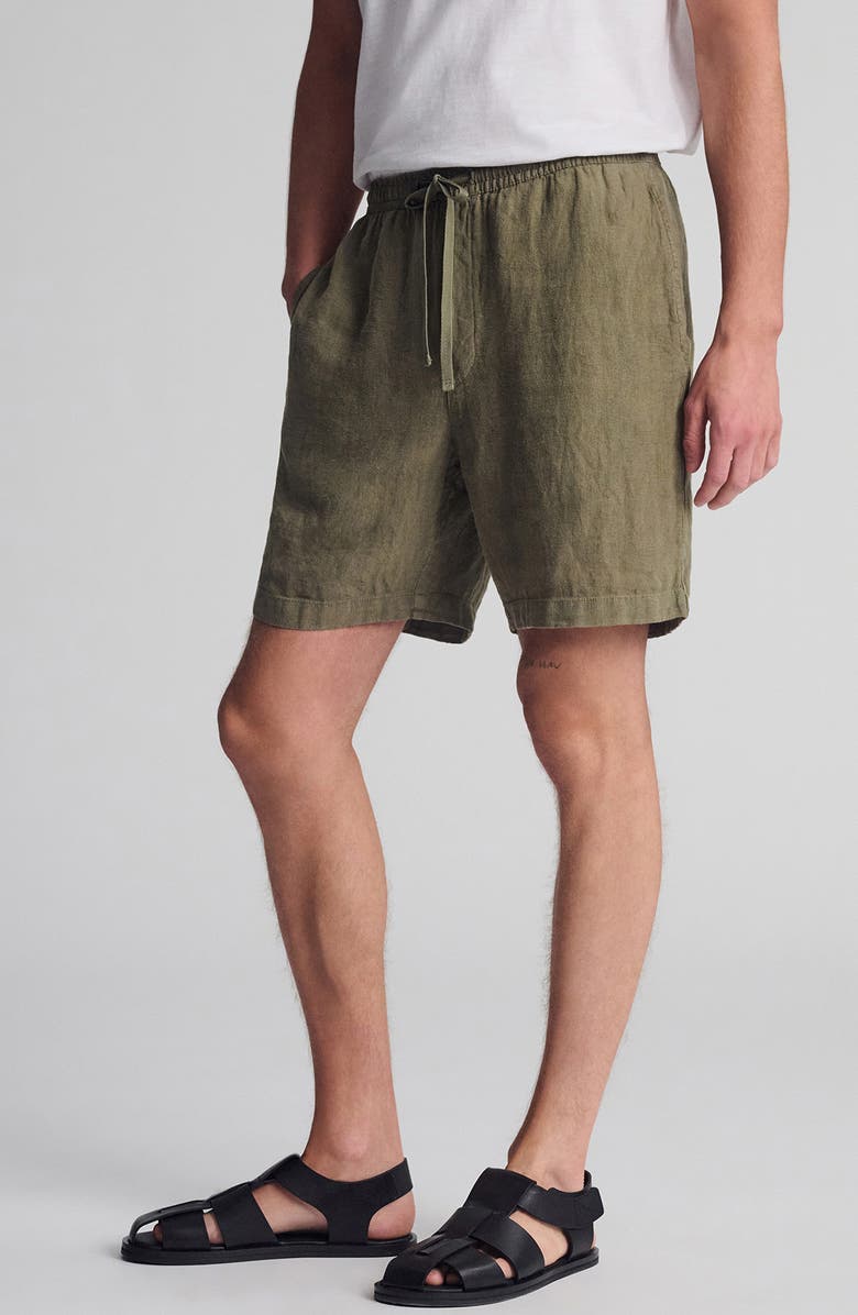 Mavi Jeans Drawstring Linen Shorts, Alternate, color, Kalamata