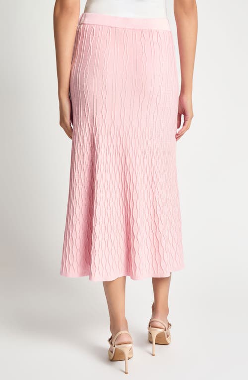 Misook Heritage Fit Raised Geo Flare Midi Skirt In Soft Blush