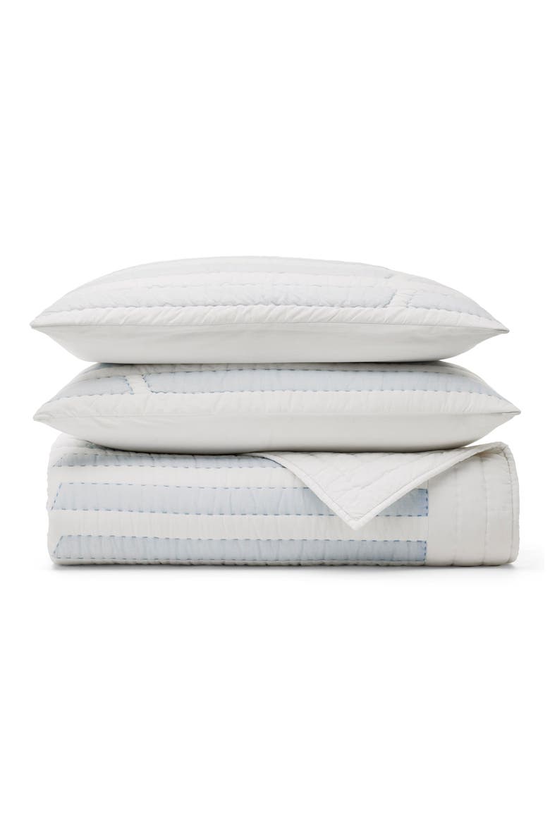 Shoreline Quilt Set, Main, color, WHITE/ SEABREEZE