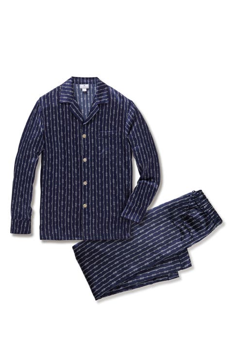Nautical Stripe Mulberry Silk Pajamas