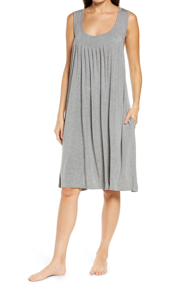 Caty Soft Pleat Nightgown, Main, color, GREY