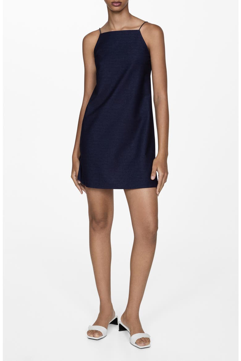 Sleeveless Cotton Blend Minidress, Main, color, BLUE