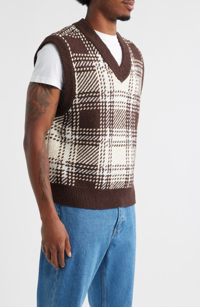 Obey Avon Plaid Sweater Vest, Alternate, color, Vanilla Multi