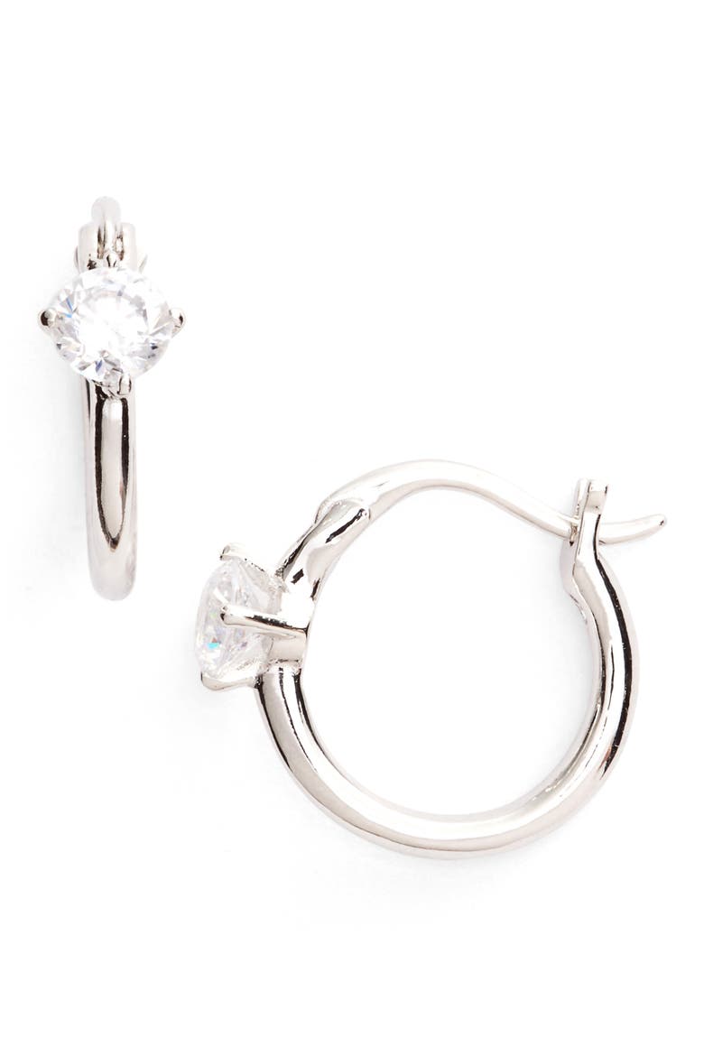 Jasmine Small Hoop Earrings, Main, color, RHODIUM