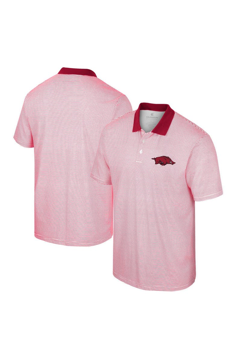 COLOSSEUM Men's Colosseum White/Cardinal Arkansas Razorbacks Print Stripe Polo, Alternate, color, White