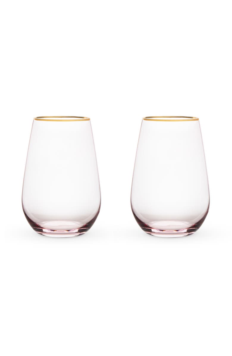 TWINE Rose Crystal Stemless Wine Glasses Set of 2, Alternate, color, Pink