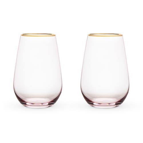 Twine Rose Crystal Stemless Wine Glasses Set Of 2 In Pink