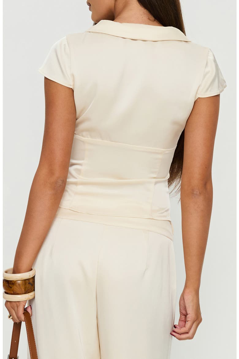 Aubrette Peter Pan Collar Satin Top, Alternate, color, CREAM