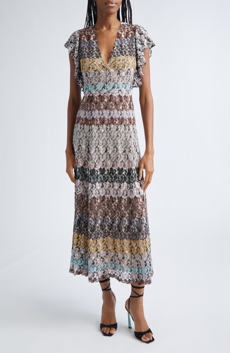 Missoni Knit Metallic Lace Maxi Dress, Main, color, Beige Multicolor Tones