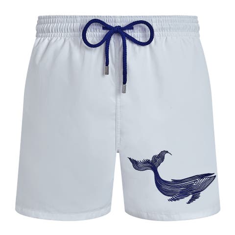 Men Swim Shorts Embroidered Whale