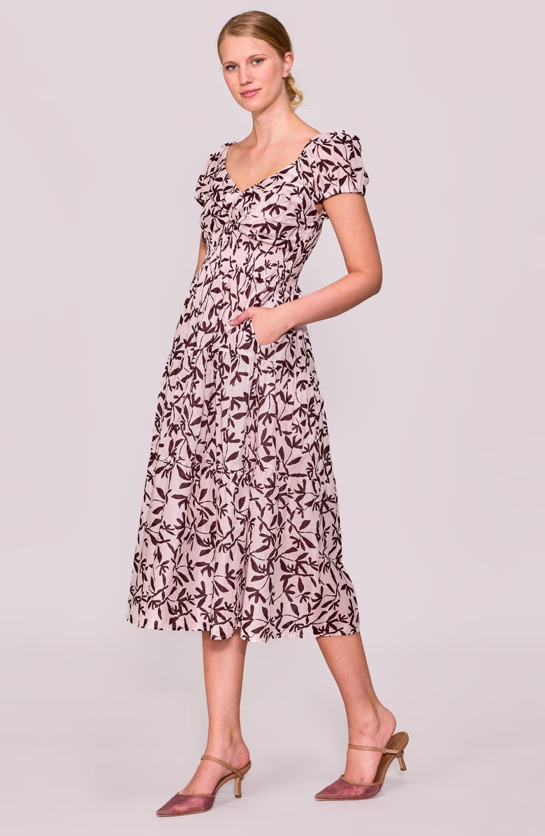 MELLODAY Ditsy Print Midi Dress, Alternate, color, Maroon Mauve