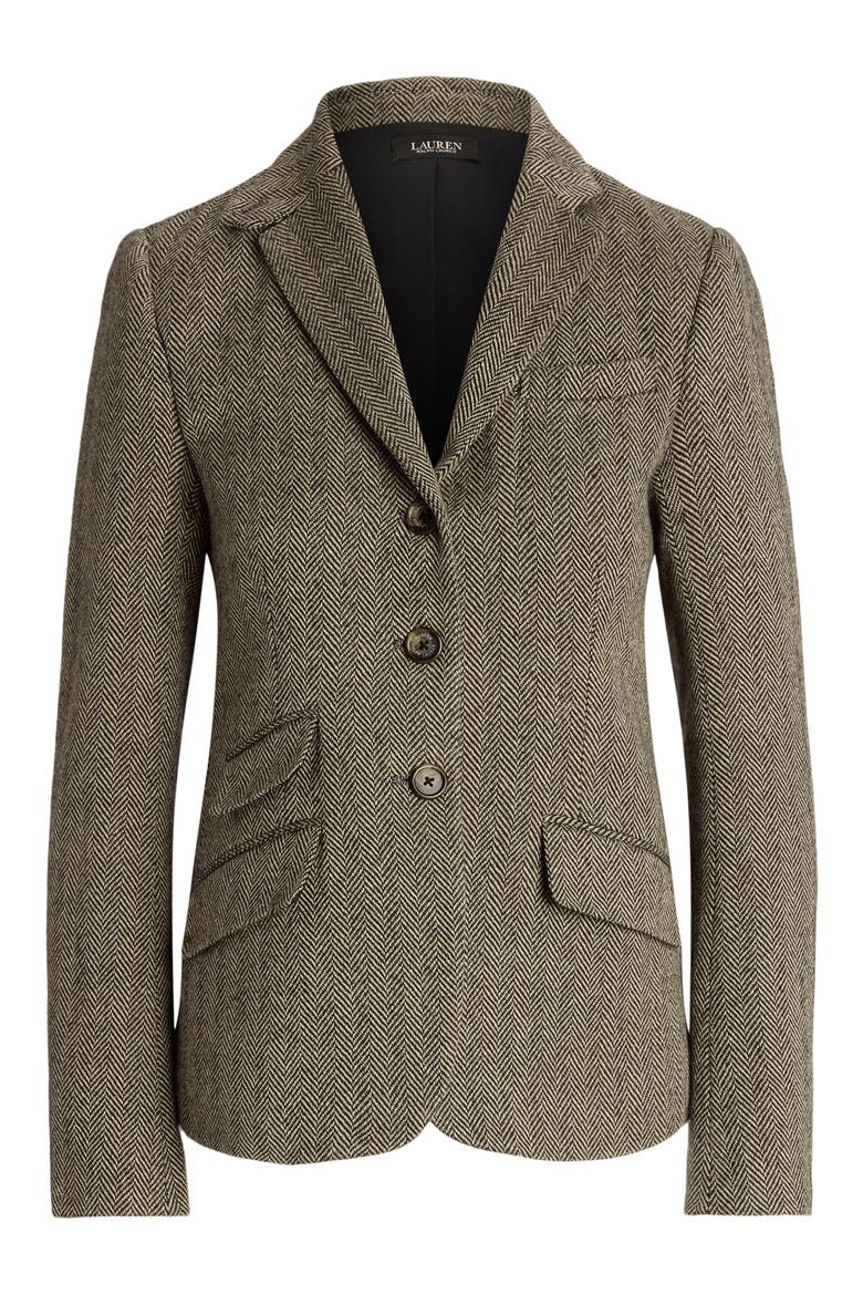 Herringbone Tweed Blazer, Alternate, color, BLACK/ CREAM