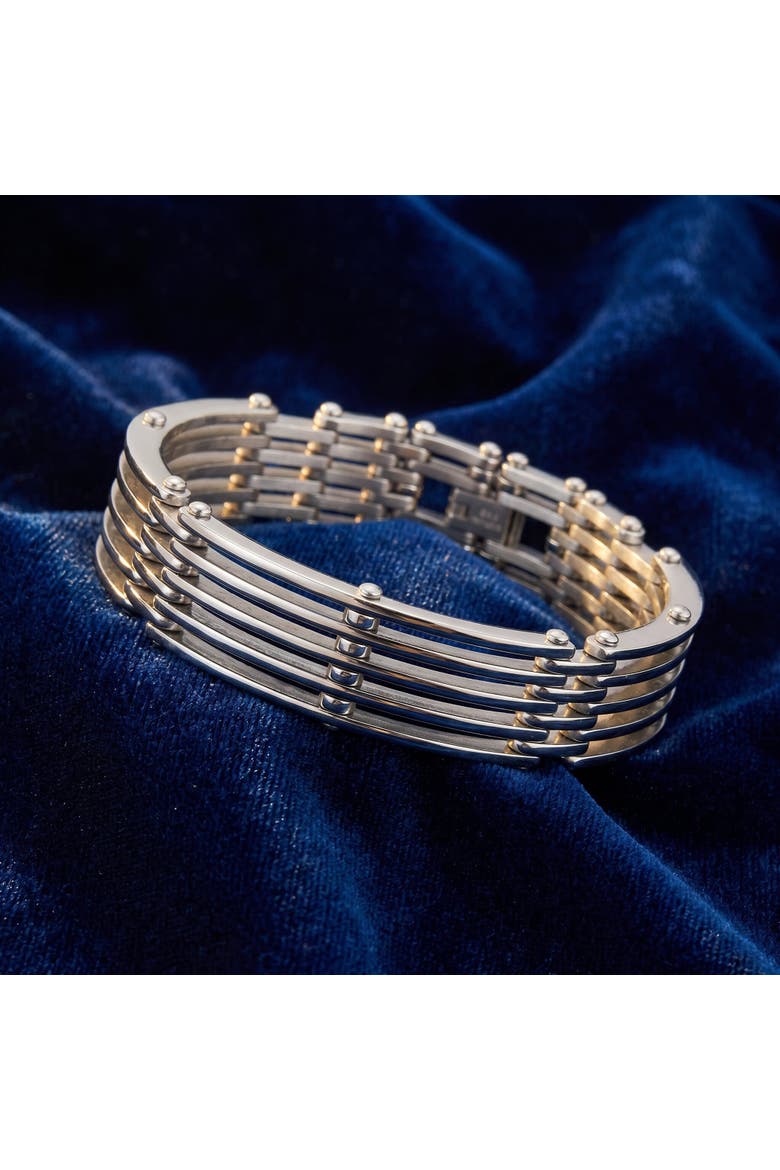 Men's Steel Single tone 13.5mm Link Flexible Clasp  8.5 " Bracelet, Alternate, color, Stainless Steel