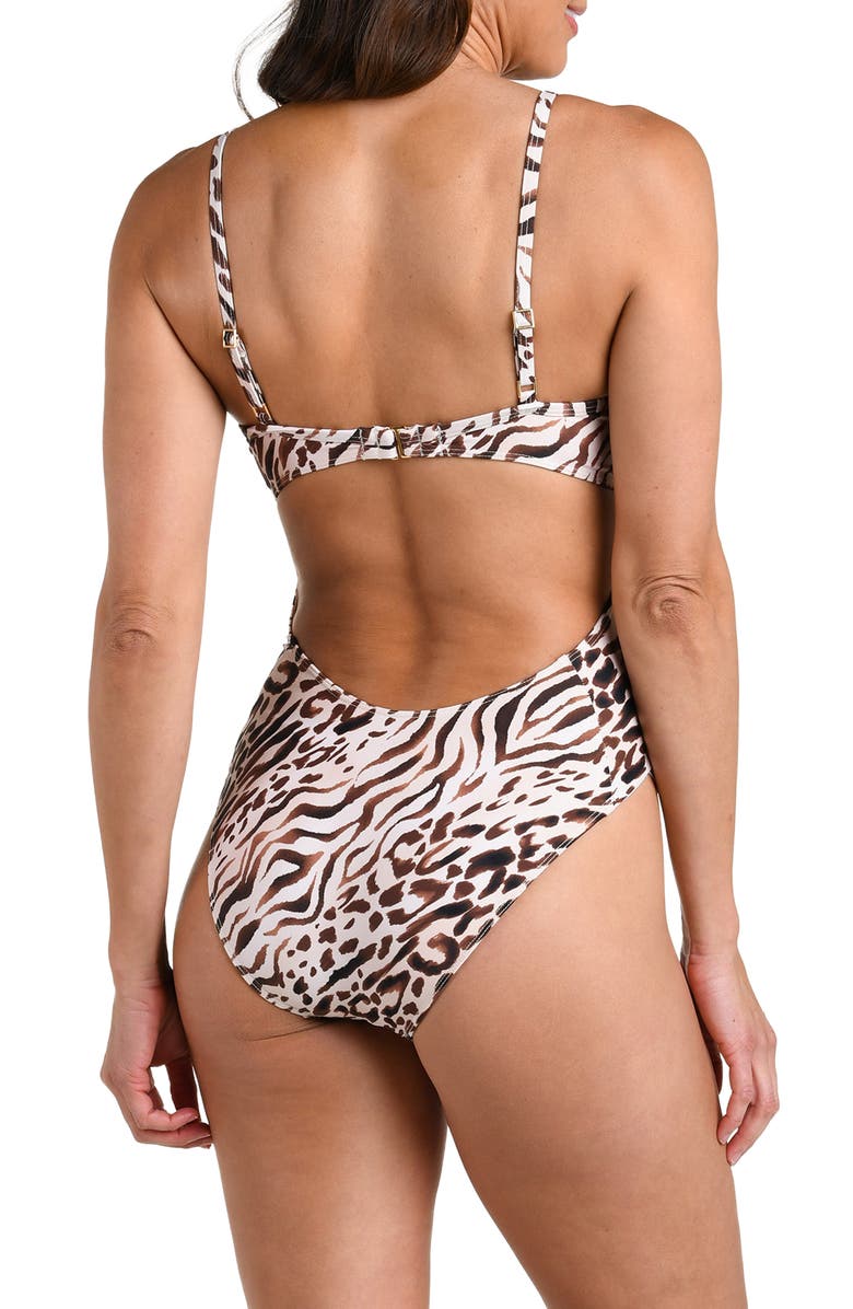 La Blanca Fierce Territory Cutout One-Piece Swimsuit, Alternate, color, Taupe