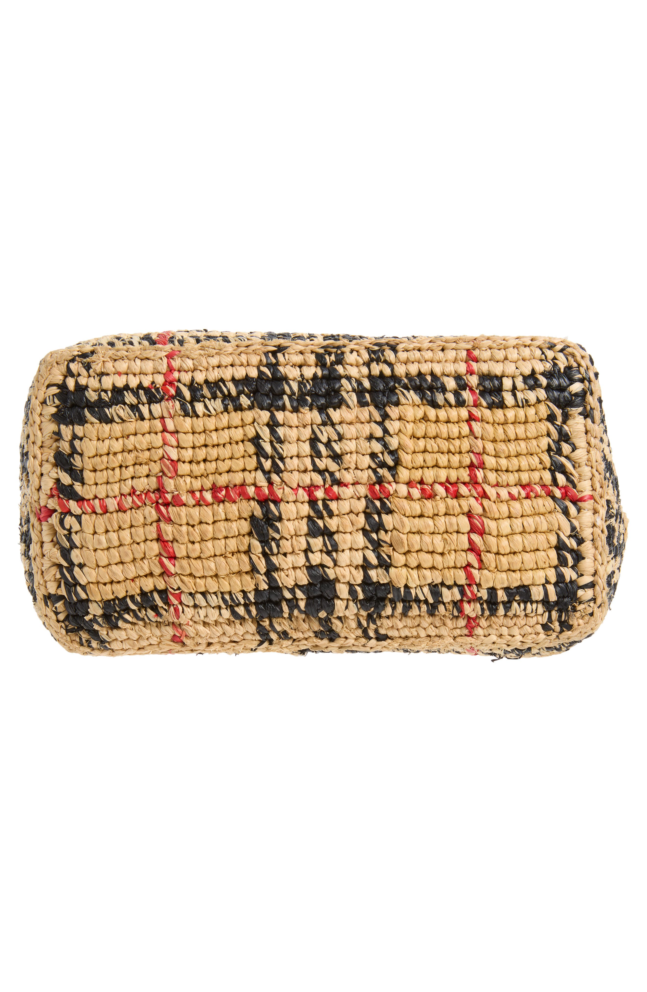 Mini Margate Check Raffia Tote, Alternate, color, SAND