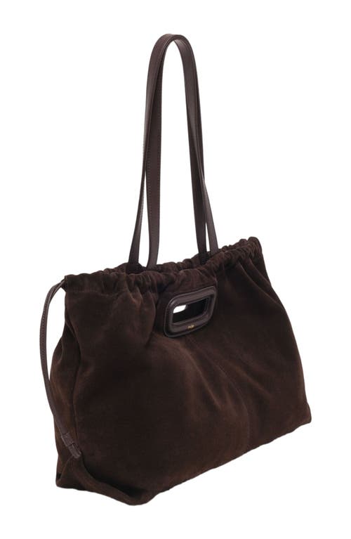 Maje Suede Leather M Tote Bag In Brown