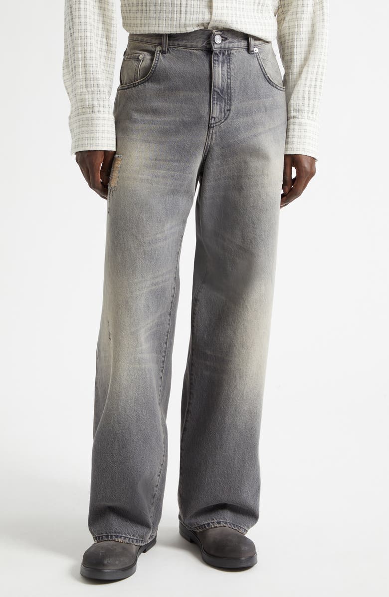 Séfr Mass Distressed Relaxed Straight Leg Jeans, Main, color, Dust Black Wash