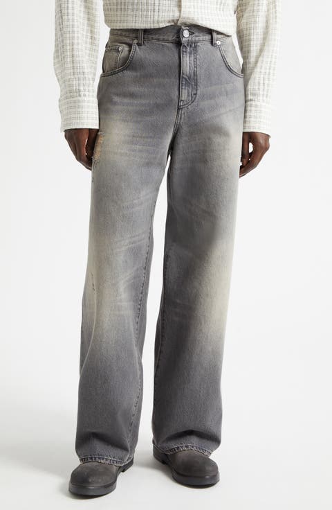 Mass Distressed Relaxed Straight Leg Jeans (Dust Black Wash)