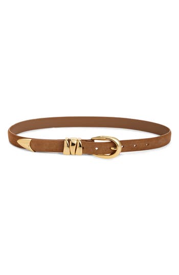 Madewell Triple Keeper Suede Belt In Brown