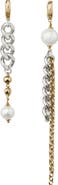 Kate Spade New York chain reaction faux pearl mismatched linear drop earrings