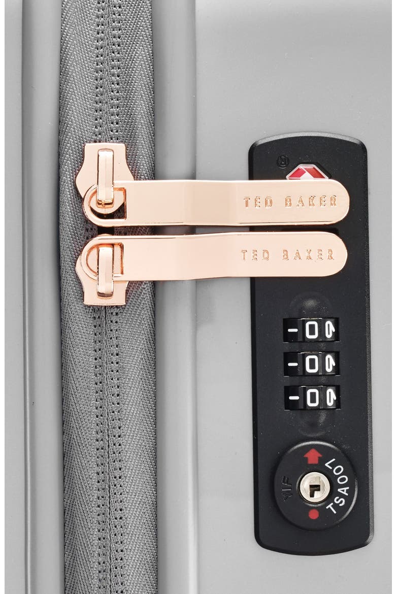 'Small Porcelain Rose' Four Wheel Suitcase, Alternate, color, SILVER
