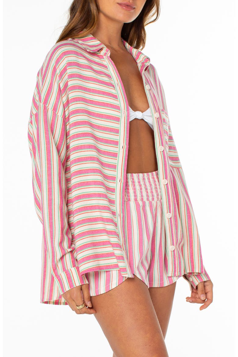 Let's Get Away Button-Up Cover-Up Shirt, Alternate, color, DEW