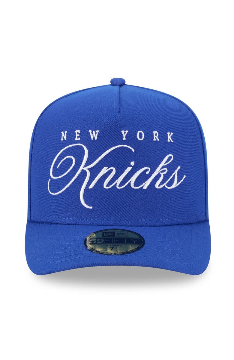 New Era Men's New Era Blue New York Knicks 2025 NBA Draft A-Frame 59FIFTY Fitted Hat, Alternate, color, 
