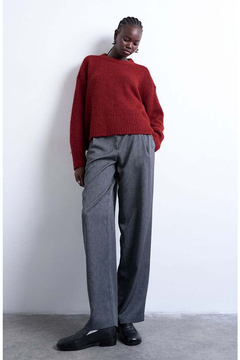Fluffy Crewneck Sweater, Alternate, color, RED
