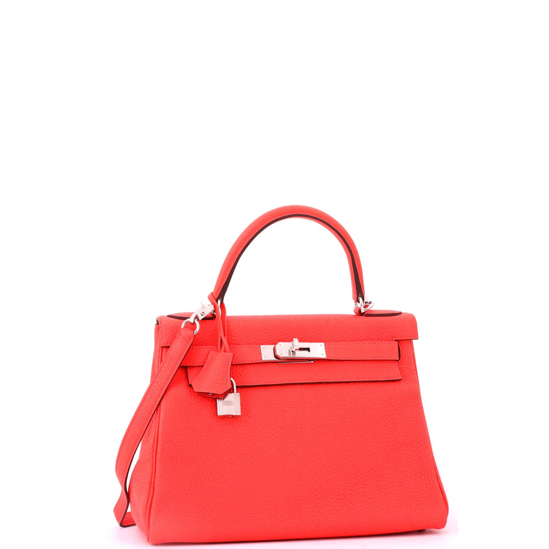 Pre-Owned Hermes Kelly Handbag Pink Clemence with Palladium Hardware 28, Alternate, color, Rose Texas