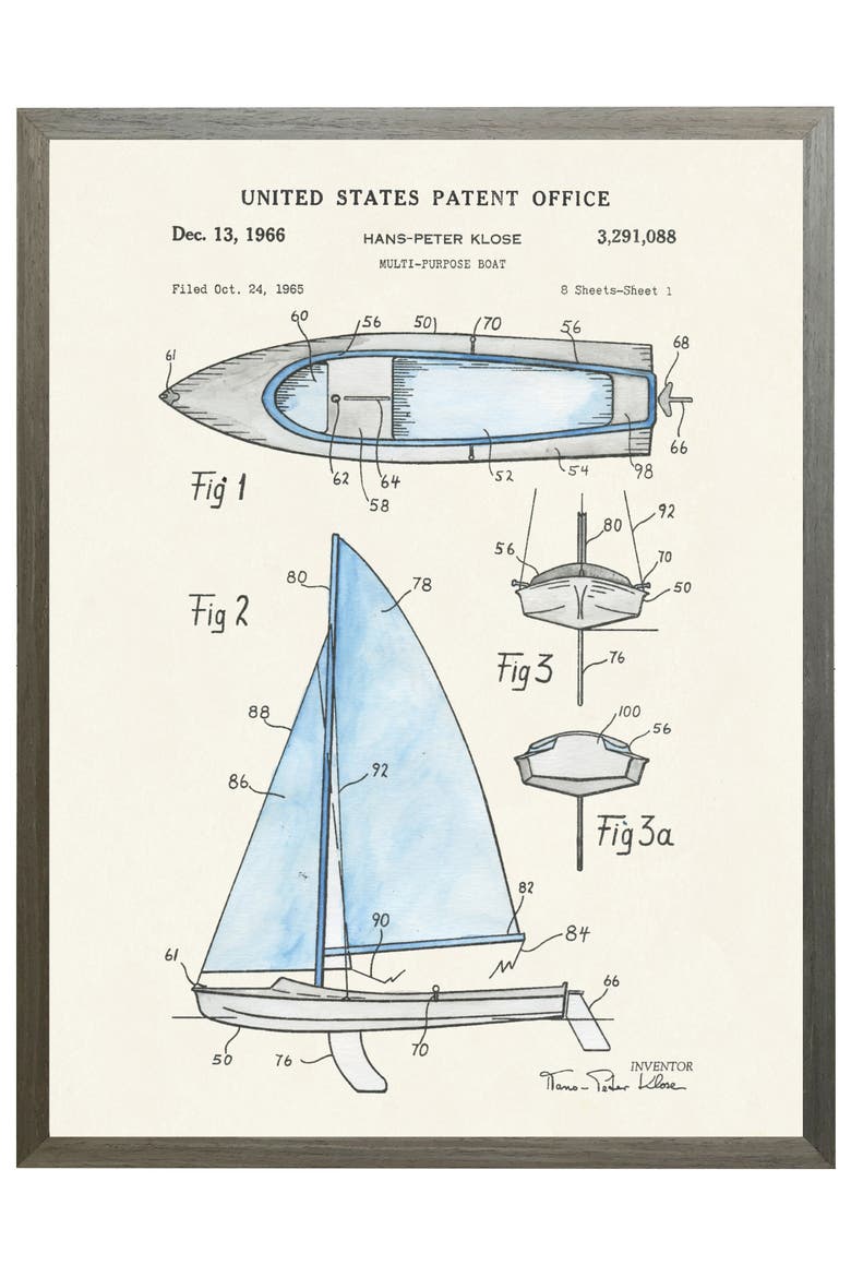 Sailboat Patent in Black Frame, Main, color, No Color