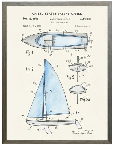 Sailboat Patent in Black Frame