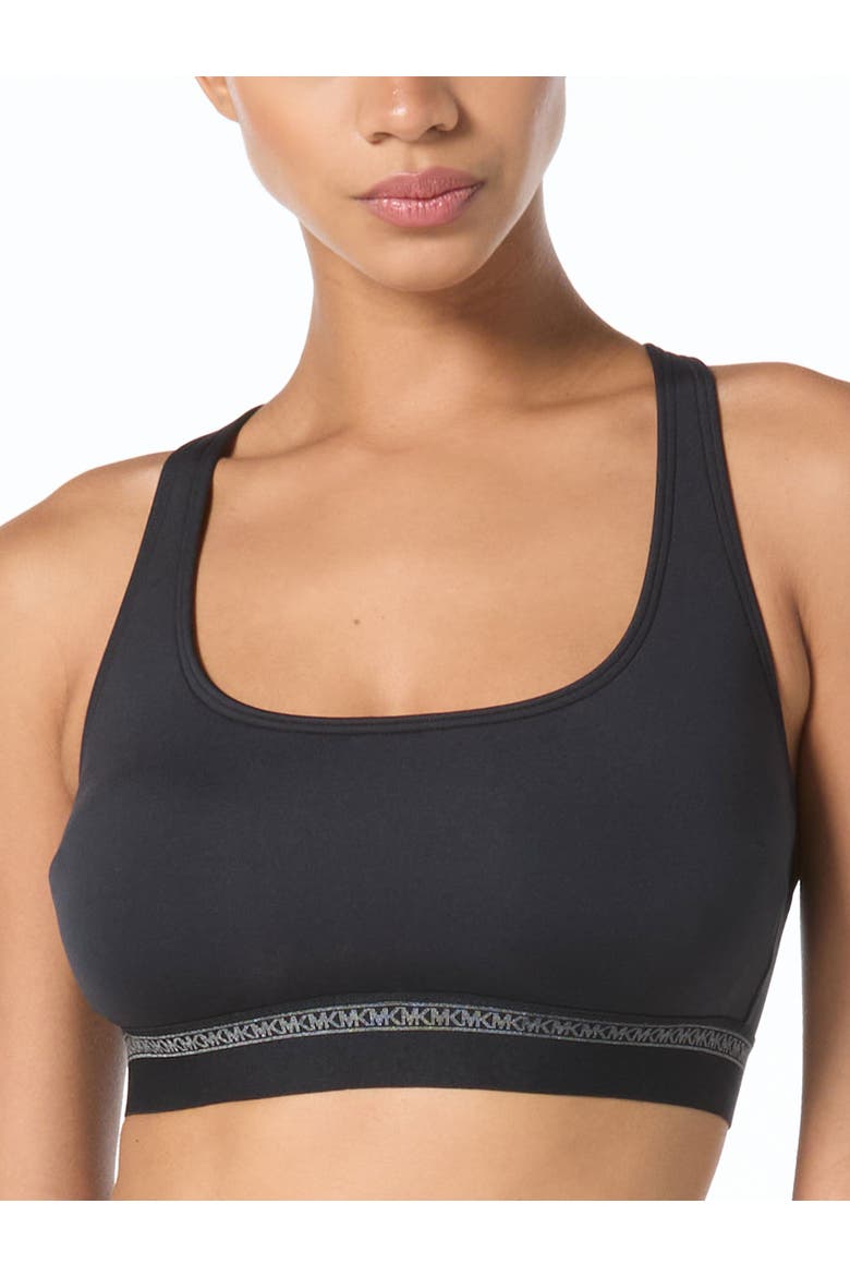 Signature Scuba Cross Back Bra Swim Top, Alternate, color, Black