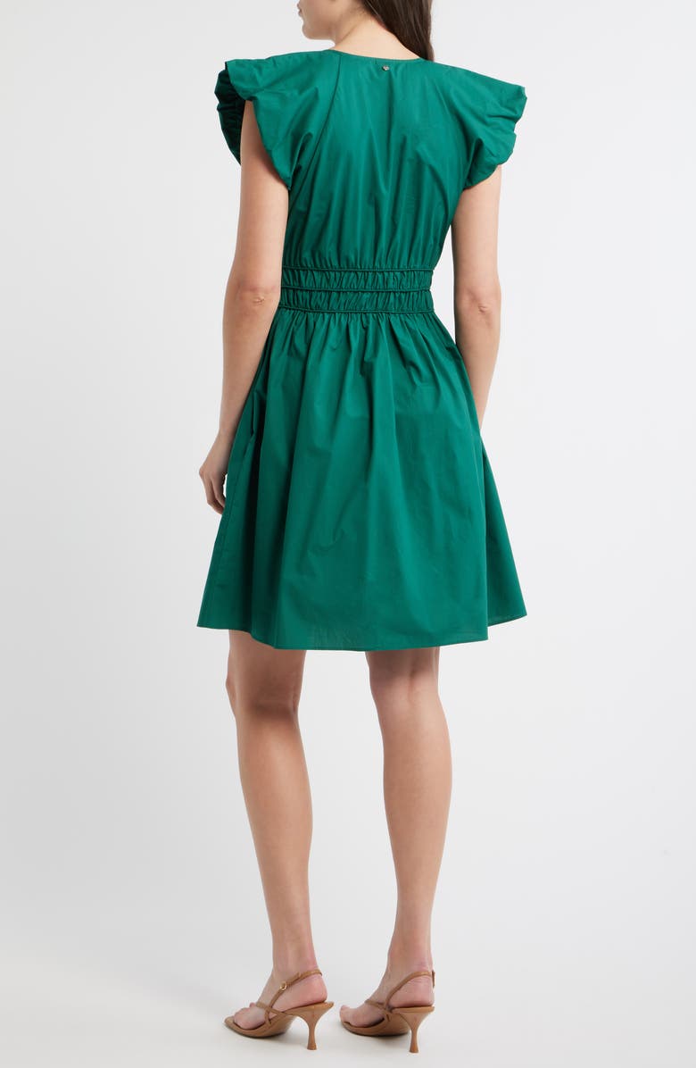BOSS Orange Ruffle Sleeve Cotton Poplin Dress, Alternate, color, Amazonite