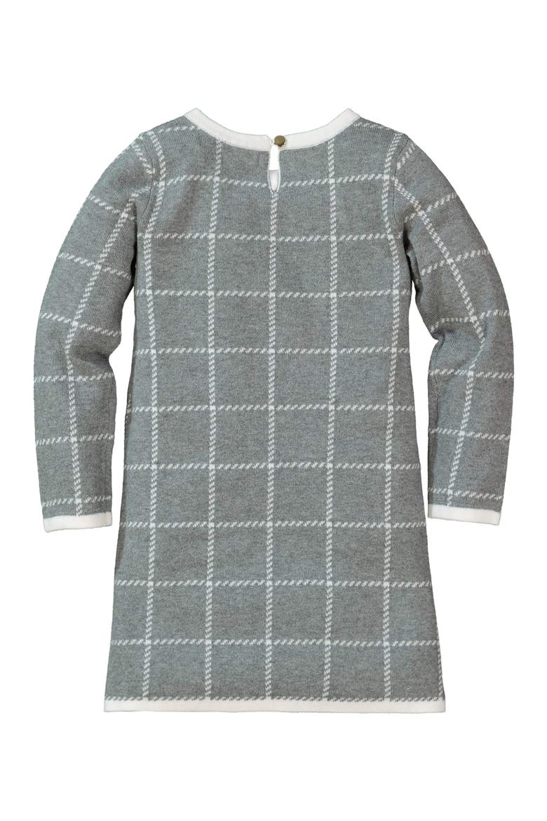 Baby Girls' Organic Bow Sweater Dress, Infant, Alternate, color, Dark Gray Windowpane