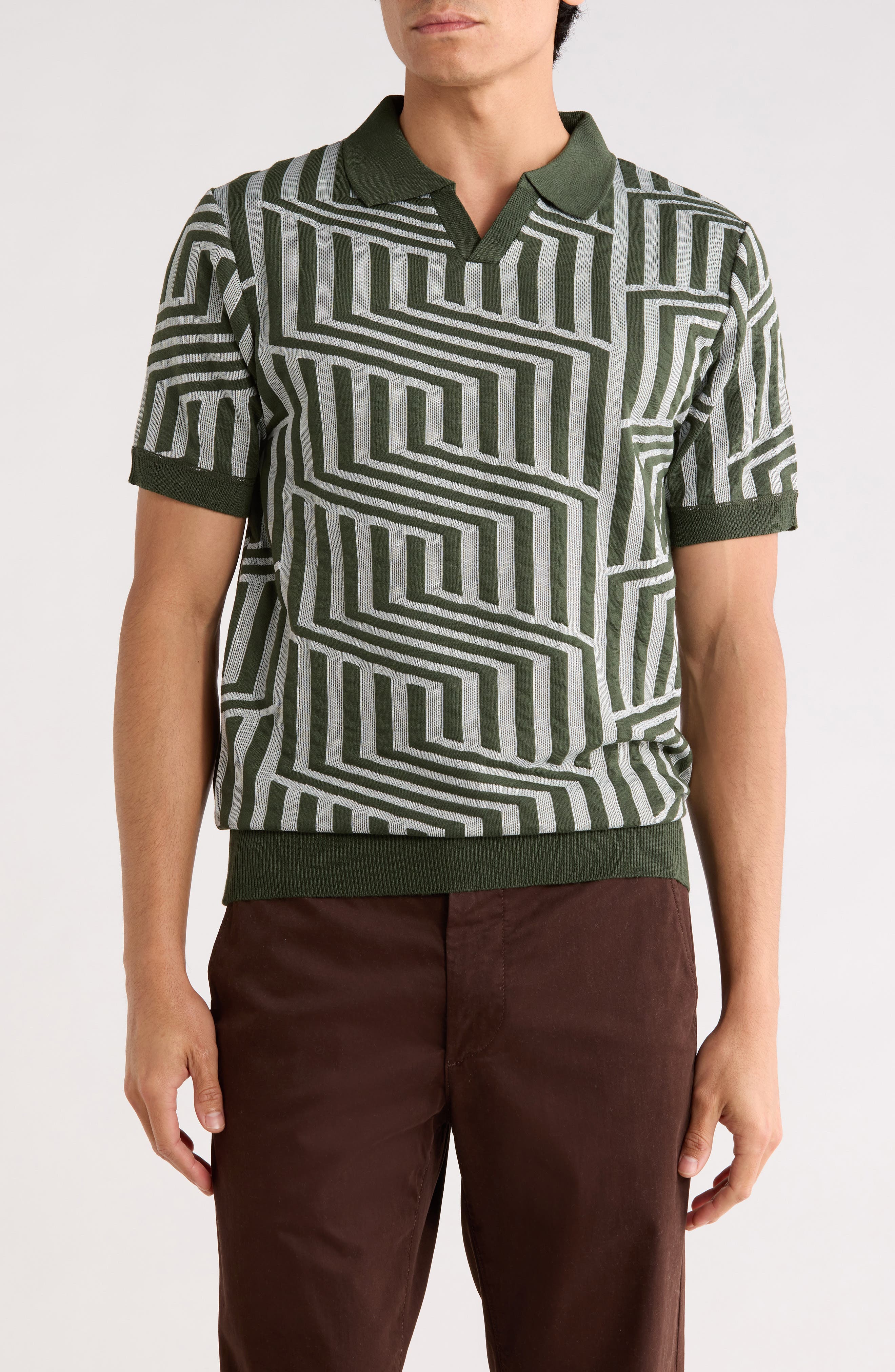 TOM BAINE Johnny Collar Knit Polo Sweater