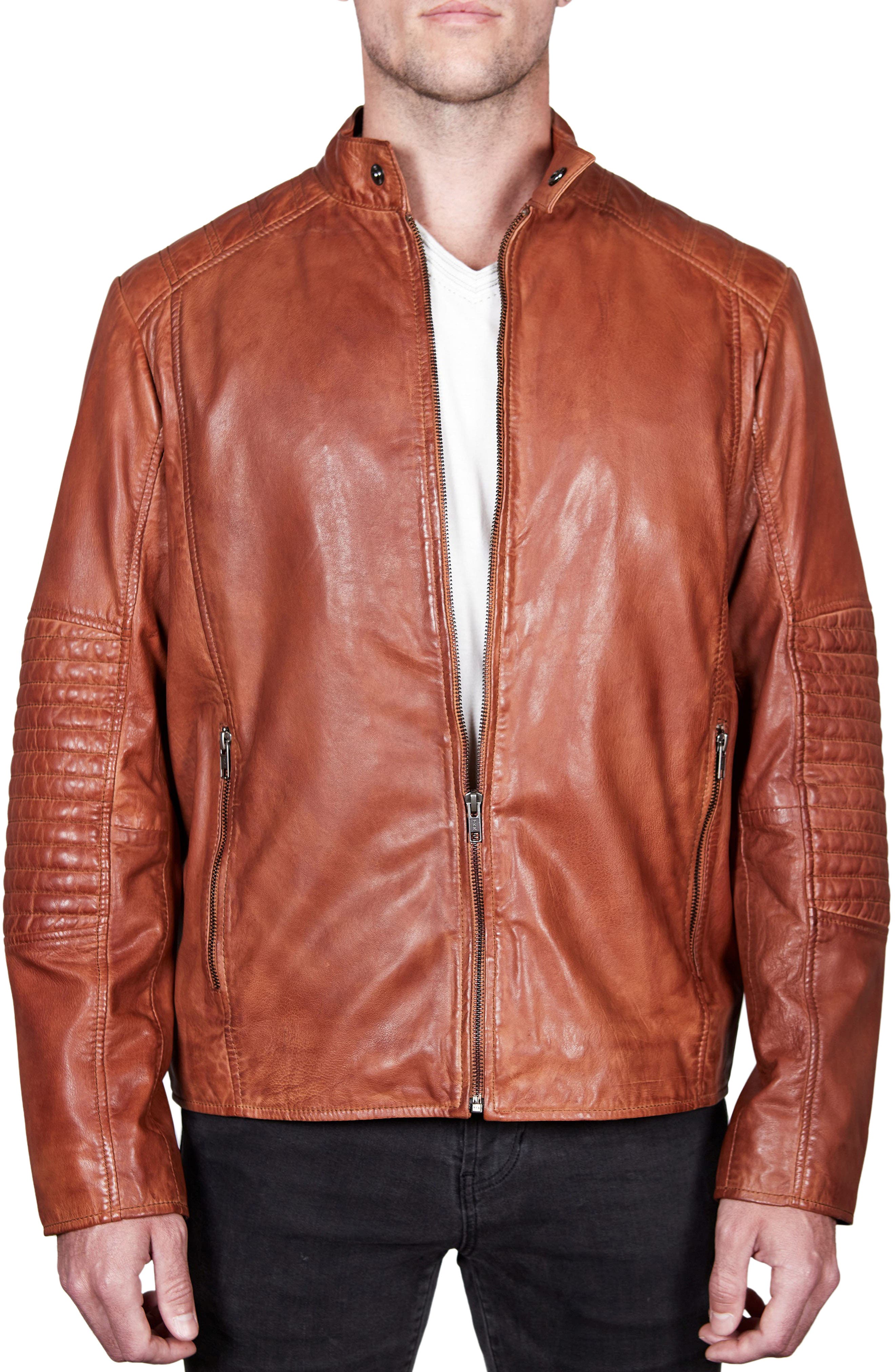 Missani Le Collezioni Lamb Leather Moto Jacket