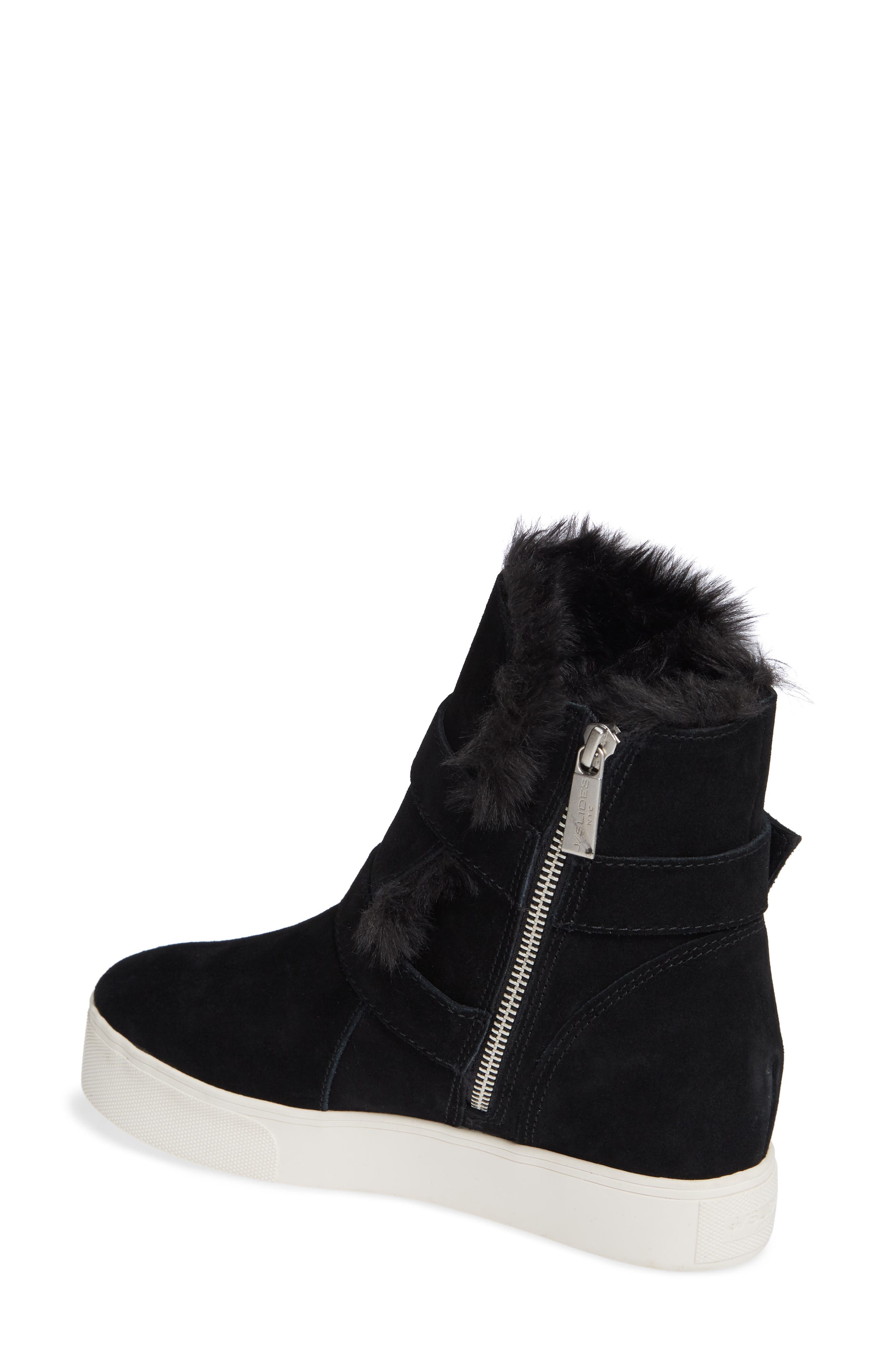 JSlides Wells Faux Fur Trim High Top Sneaker, Alternate, color, 