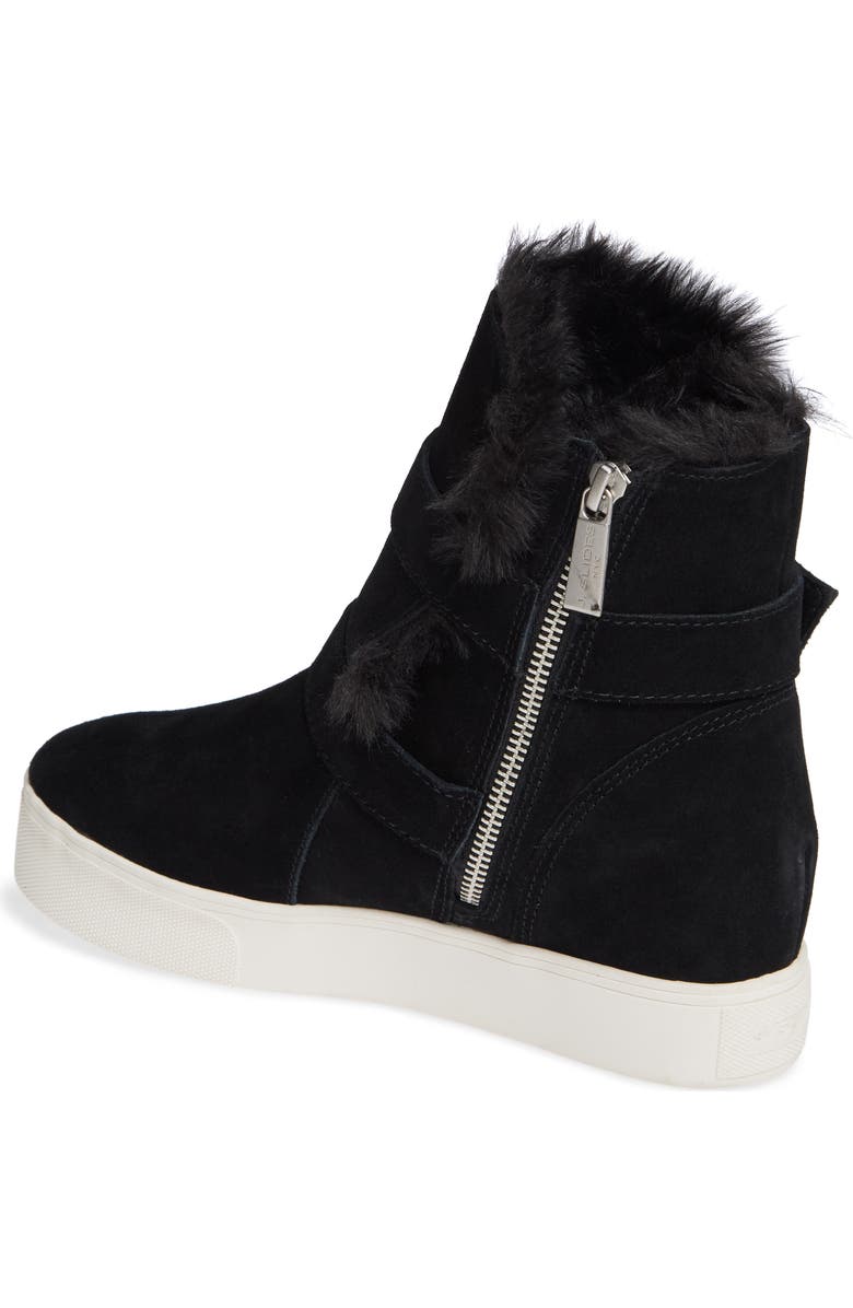 JSlides Wells Faux Fur Trim High Top Sneaker, Alternate, color,