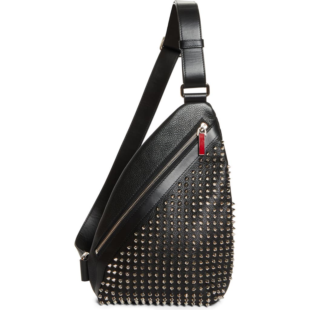 Christian Louboutin Funky Slingback Leather Backpack In Black/gun Metal