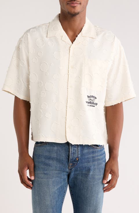 Textured Polka Dot Camp Shirt