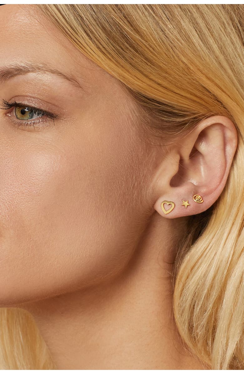 Oradina 14K Yellow Gold Da Vinci Round Studs, Alternate, color, Yellow Gold