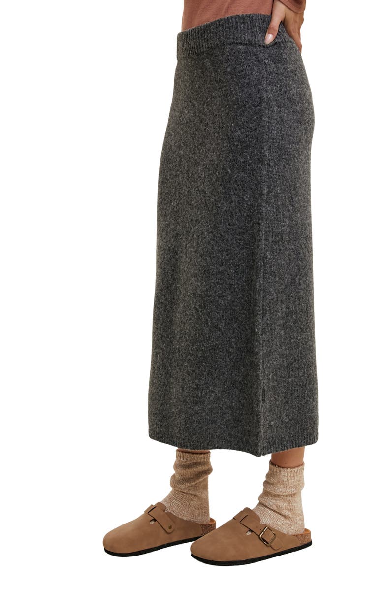 WISHLIST Brushed Knit Sweater Midi Skirt, Alternate, color, Charcoal