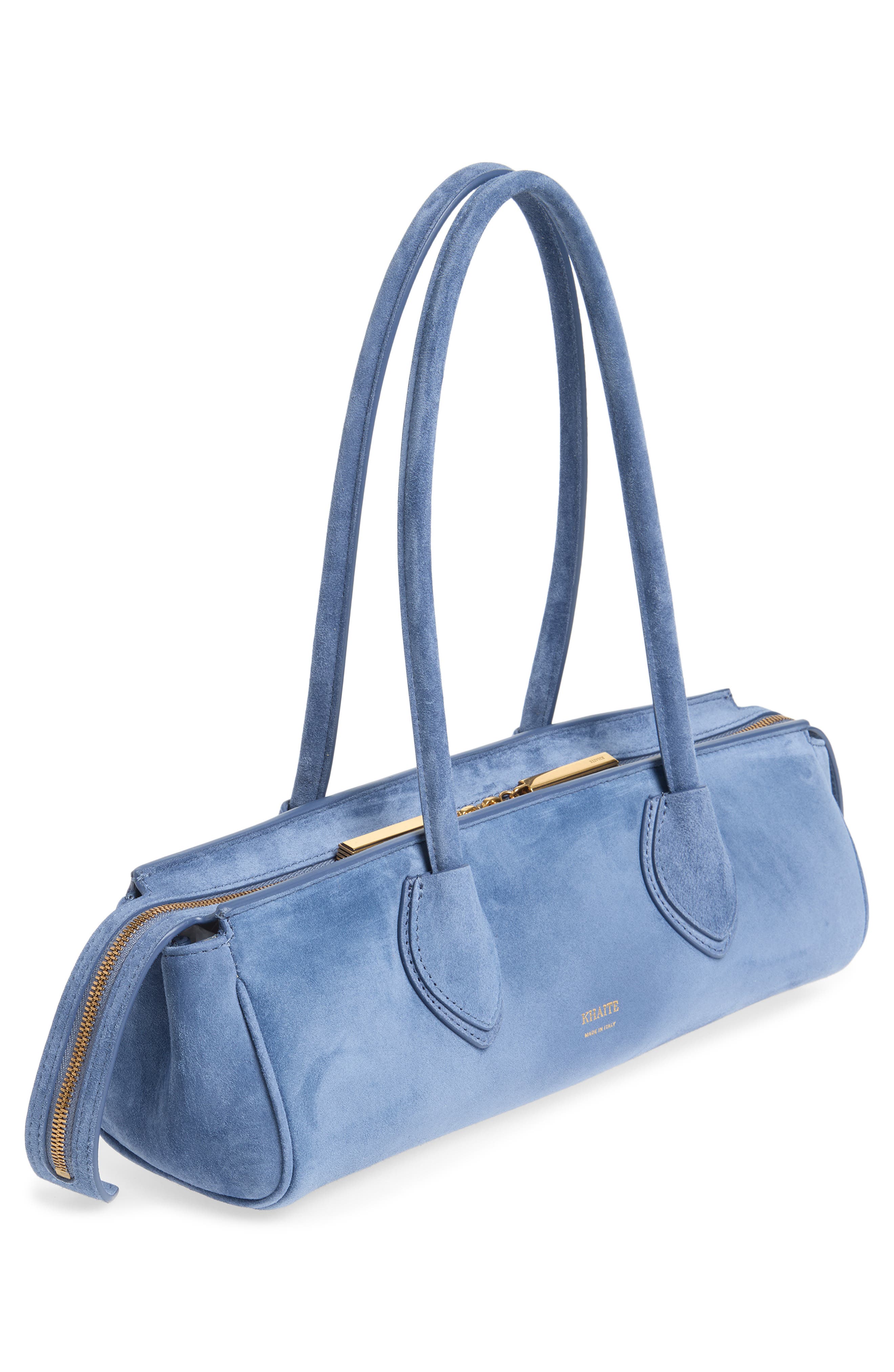 Donna Soft Leather Shoulder Bag, Alternate, color, CLOUD IRIS