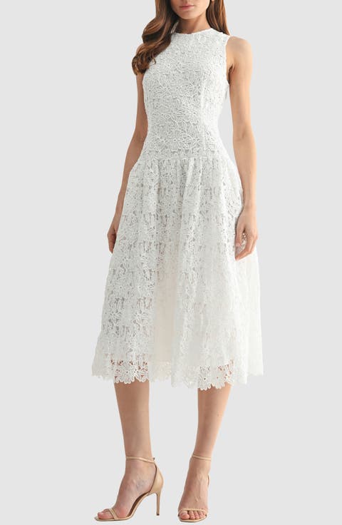 Floral Embroidered Sleeveless Midi Dress