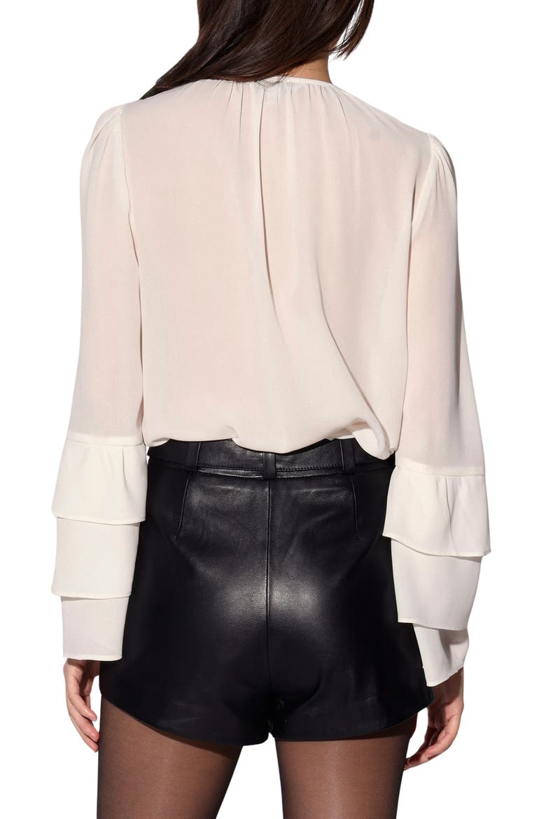 Dua Ruffle Long Sleeve Button-Up Top, Alternate, color, IVORY